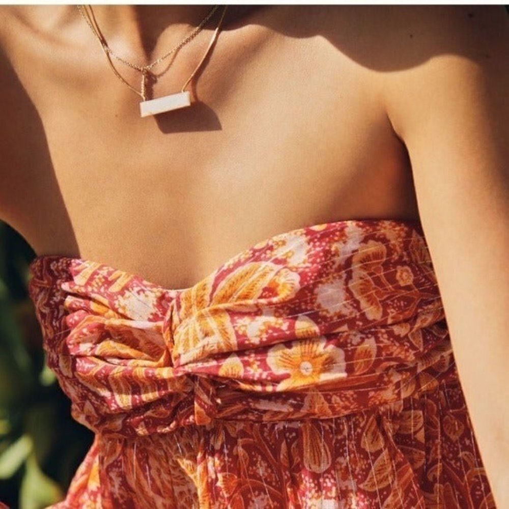 ANTHROPOLOGIE Harem Sleeveless Jumpsuit Mutil Orange Floral Boho Size XL NEW - Picture 11 of 12